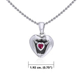 Manatees Silver Pendant with Heart Gemstone and Chain Set TSE735 - DiveSilver Jewelry
